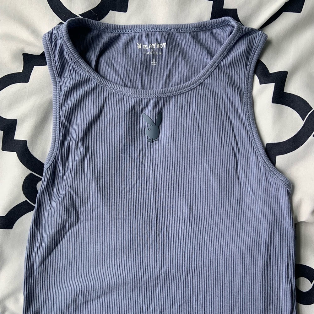 Blue playboy tank top